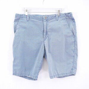 Express White Blue Check Chino Cotton‎ Shorts 37 / 10 Mid Rise Tagged 36